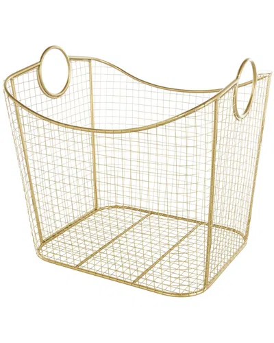 Peyton Lane Gold Metal Deep Storage Basket With Round Handles