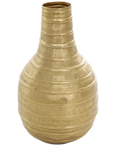 Peyton Lane Gold Metal Snakeskin Inspired Vase With Dimensional Linear Accents