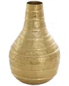 Peyton Lane Gold Metal Snakeskin Inspired Vase With Dimensional Linear Accents In Gold