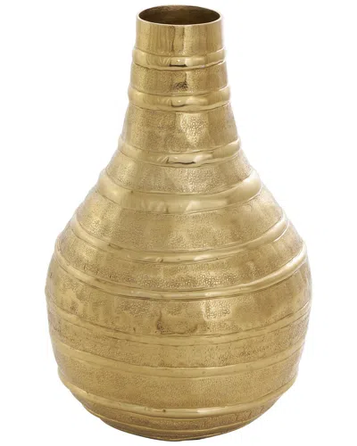 Peyton Lane Gold Metal Snakeskin Inspired Vase With Dimensional Linear Accents