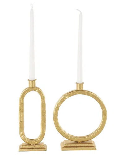 Peyton Lane Gold Metal Tapered Decorative Candle Holder With