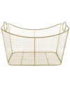 Peyton Lane Gold Metal Wire Grid Storage Basket With Curved Edges Ring Handles In Gold