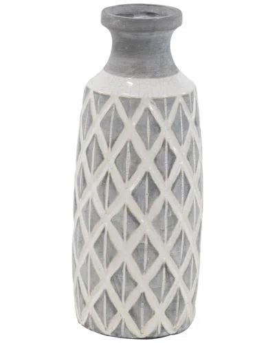 Peyton Lane Gray Ceramic Vase With Diamond Pattern