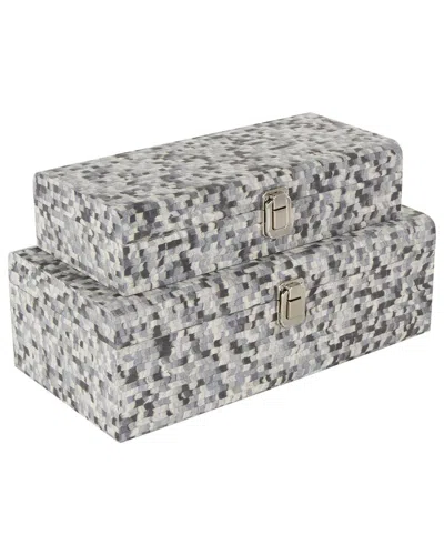 Peyton Lane Gray Fabric Handmade Storage Decorative Box With