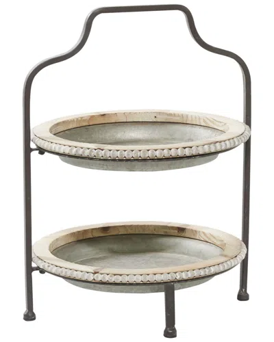 Peyton Lane Grey Farmhouse Tiered Server