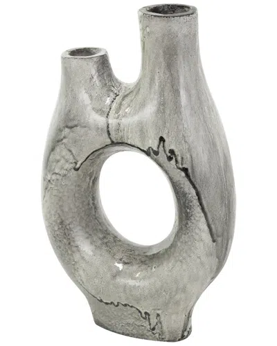 Peyton Lane Grey Paper Mache Abstract Circular Vase