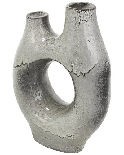 Peyton Lane Grey Paper Mache Abstract Circular Vase
