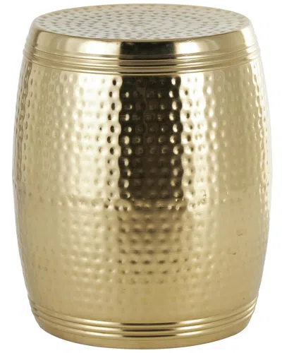 Peyton Lane Hammered Drum Accent Table With Grooves In Gold