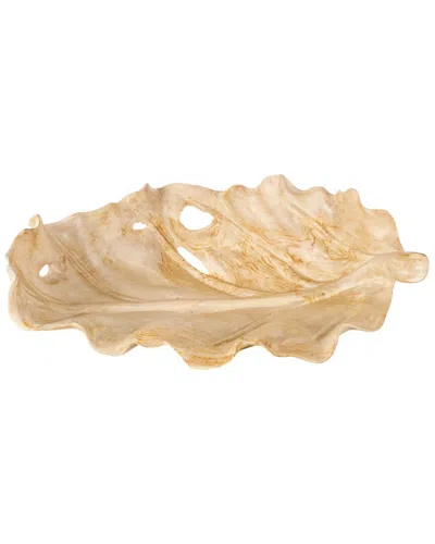 Peyton Lane Handmade Contemporary Light Teak Wood Tray In Orange