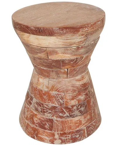 Peyton Lane Handmade Hourglass Accent Table With Stacked Wood Pieces