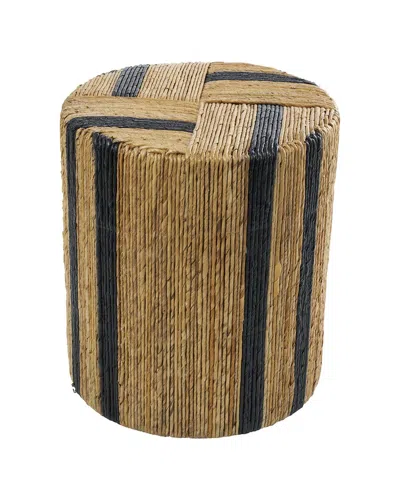 Peyton Lane Handmade Linear Wrapped Banana Leaf Accent Table With Stripes In Brown