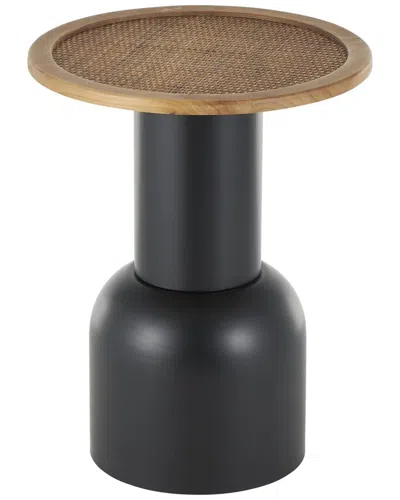 Peyton Lane Handmade Pedestal Accent Table With Rattan Tabletop In Black