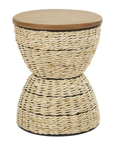 Peyton Lane Handmade Rattan Handmade Woven Stool With Wood Tabletop & Frame