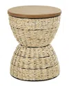 Peyton Lane Handmade Rattan Handmade Woven Stool With Wood Tabletop & Frame In Brown