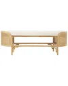 Peyton Lane Handmade Rattan Oval Bench With Fabric Cushion