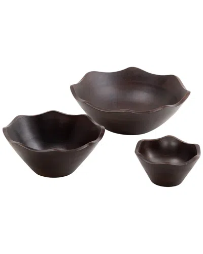 Peyton Lane Handmade Set Of 3 Decorative Fruit Bowls In Brown
