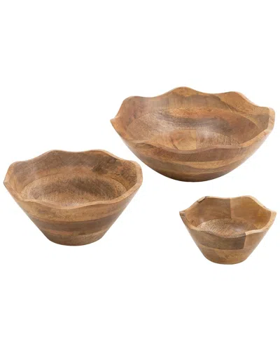 Peyton Lane Handmade Set Of 3 Decorative Fruit Bowls In Brown