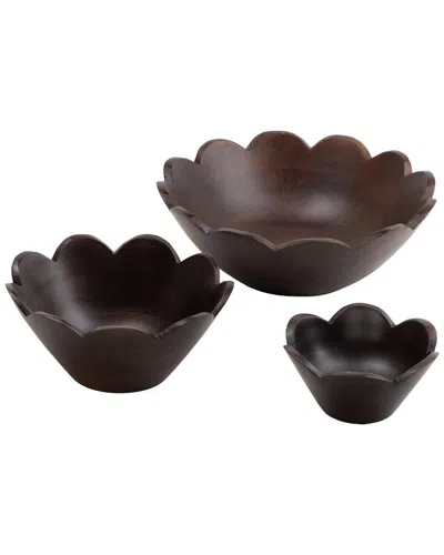 Peyton Lane Handmade Set Of 3 Decorative Fruit Bowls In Brown