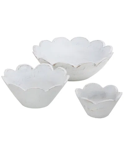 Peyton Lane Handmade Set Of 3 Decorative Fruit Bowls In White