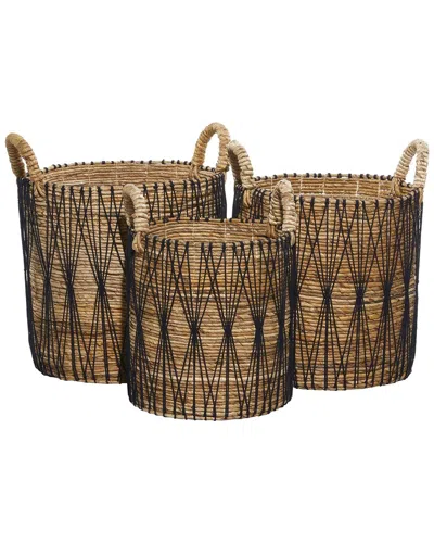 Peyton Lane Handmade Set Of 3 Storage Baskets In Brown