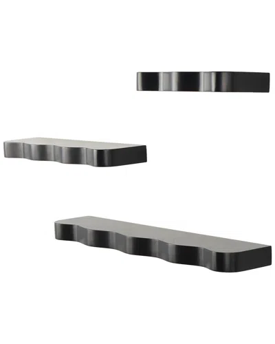 Peyton Lane Handmade Set Of 3 Wall Shelves In Black