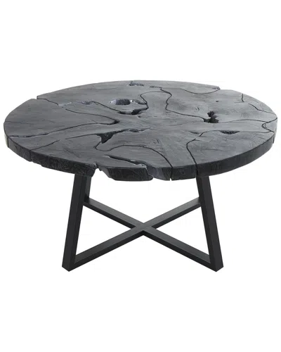 Peyton Lane Handmade Teak Live Edge Coffee Table With Metal Base In Brown