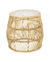 Peyton Lane Handmade Wavy Rattan Woven Accent Table With Glass Top