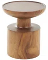 Peyton Lane Handmade Wooden Accent Table With Cylinder Block Base