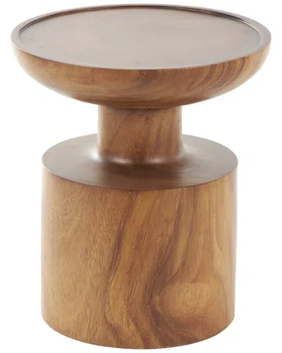 Peyton Lane Handmade Wooden Accent Table With Cylinder Block Base In Animal Print
