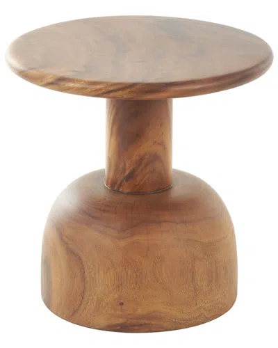 Peyton Lane Handmade Wooden Accent Table With Rounded Block Base In Brown