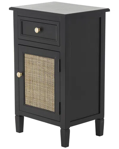 Peyton Lane Handmade Wooden & Rattan 1-drawer Cabinet In Black