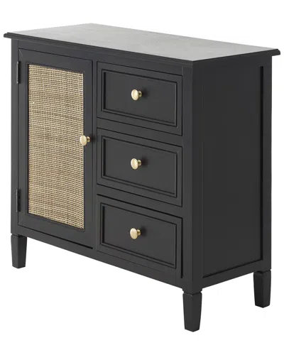 Peyton Lane Handmade Wooden & Rattan 3-drawer Cabinet In Black