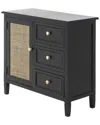 Peyton Lane Handmade Wooden & Rattan 3-drawer Cabinet