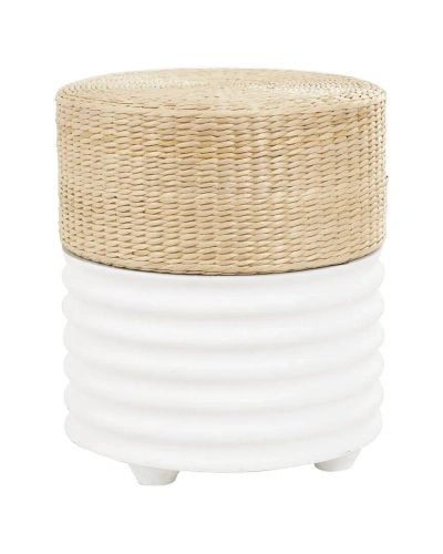 Peyton Lane Handmade Woven Two-toned Stool With Seagrass Top In White