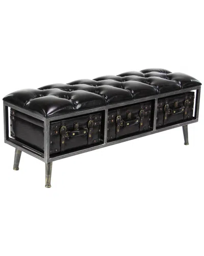 Peyton Lane Industrial Black Wood Storage Bench