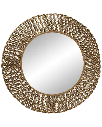 Peyton Lane Large Round Twisted Wall Mirror In Brown