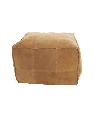 PEYTON LANE PEYTON LANE LEATHER LOW PROFILE SQUARE POUF WITH PATCHWORK DESIGN