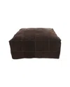 Peyton Lane Leather Low Profile Square Pouf With Patchwork Design