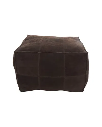 Peyton Lane Leather Low Profile Square Pouf With Patchwork Design In Brown