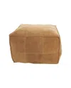 Peyton Lane Leather Low Profile Square Pouf With Patchwork Design In Brown