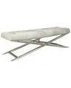 Peyton Lane Leather Upholstered Tufted Bench With Diagonal Base In Gray
