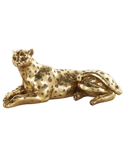 Peyton Lane Leopard Resin Laying Decorative Sculpture In Gold