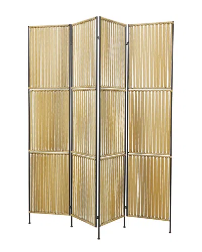 Peyton Lane Rattan Handmade Hinged Foldable Partition 4 Panel Room Divider  Screen In Brown