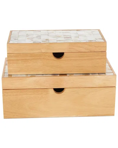 Peyton Lane Light Brown Wood Handmade Storage Decorative Box