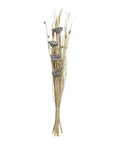 Peyton Lane Lotus Flower Gray Dried Plant Handmade Tall Bouquet Natural Foliage In Grey