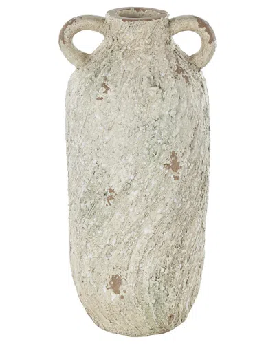 Peyton Lane Magnesium Oxide Antique Textured Amphora Decorative Vase In White