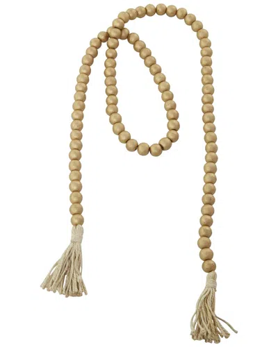 Peyton Lane Mango Wood Handmade Beaded Garland With Tassel In Gold
