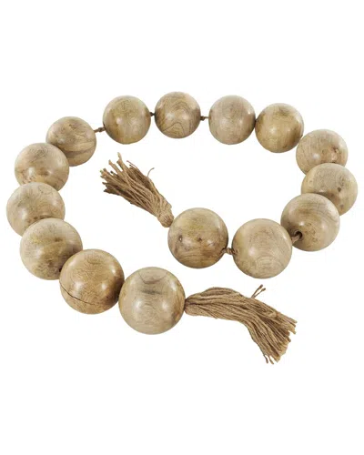 Peyton Lane Mango Wood Handmade Round Extra Long Orb Beaded Garland In Neutral
