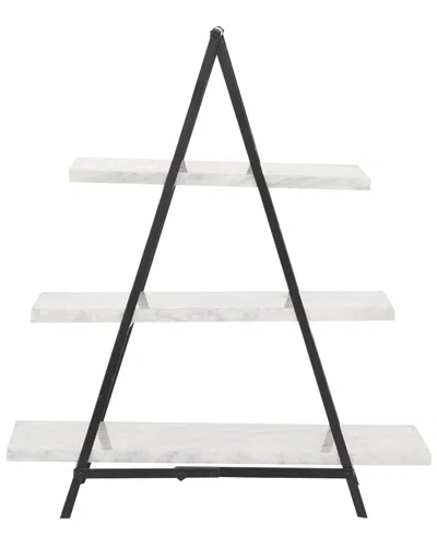 Peyton Lane Marble & Iron Contemporary 3-tier Tray Stand In White