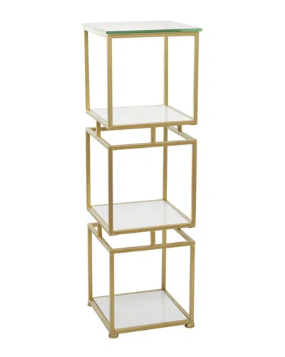 Peyton Lane Marble Glam Shelving Unit In Gold